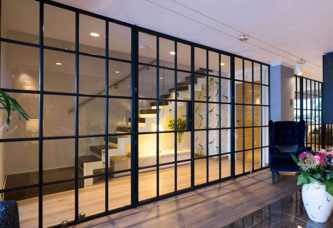 black aluminium internal screen